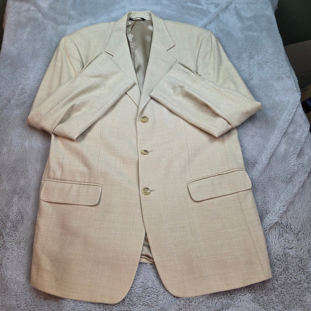 Vito Rufolo Silk Linen Wool Blazer Mens 42 Amalfi Garlanda Cloth Tan Made Italy